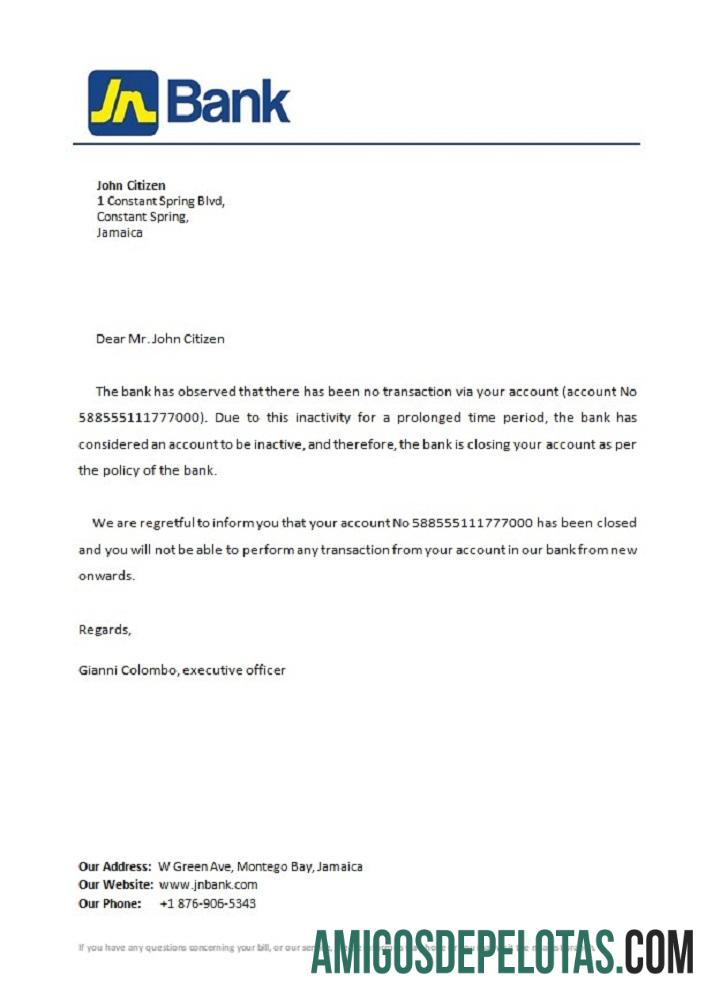 Referência de fechamento do banco nacional da Jamaica modelo